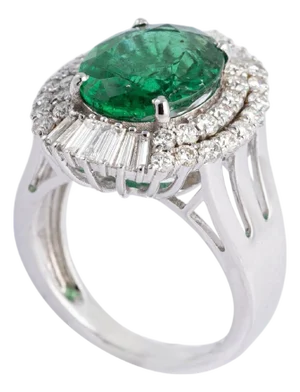 Natural Zambian Emerald Ring with Diamonds and 14k Gold