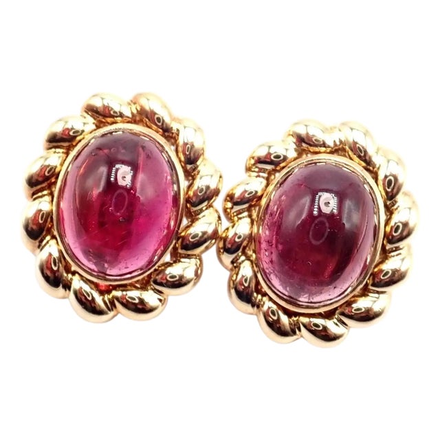 Late 20th Century Tiffany & Co. Yellow Gold Large Pink Tourmaline Earrings, Pair For Sale