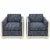 Hollywood Regency Era Navy Blue Faux Bamboo Banana Leaf Club Chairs, Pair For Sale In Atlanta - Image 6 of 8