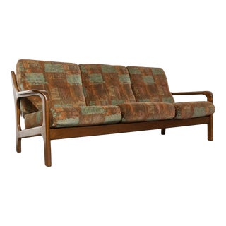 Vintage Three-Seater Sofa with Teak Frame, 1960s For Sale