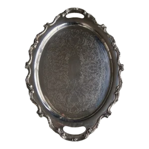 Vintage Wallace Silver Plate" La Reine" Pattern Oval Serving Tray