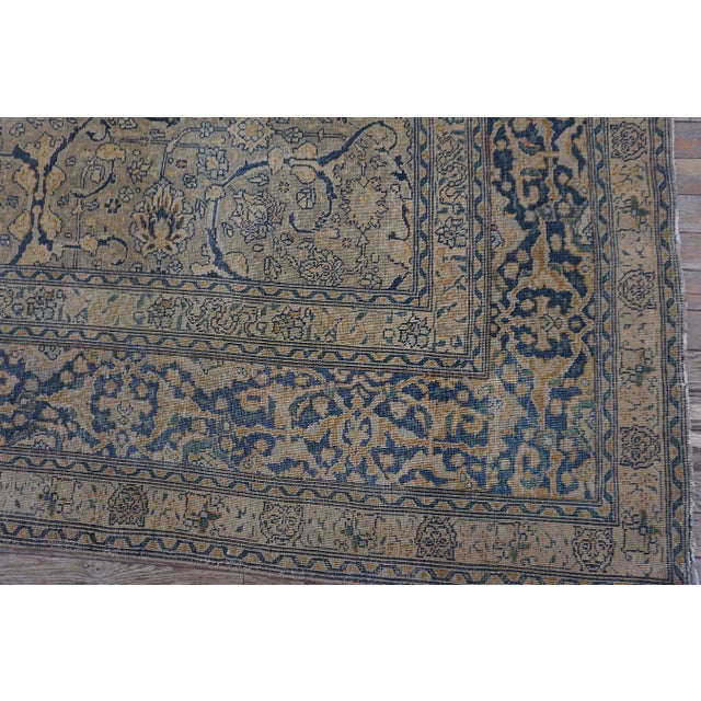 Persian 1920s Antique Gray Floral Shah Abbas Room Size Knotted Wool Persian Tabriz Rug For Sale - Image 3 of 11
