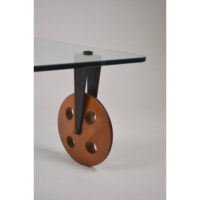 Vintage Industrial Coffee Table on Casters in Wood by Gae Aulenti for Fontana Arte, 1980s For Sale - Image 15 of 16