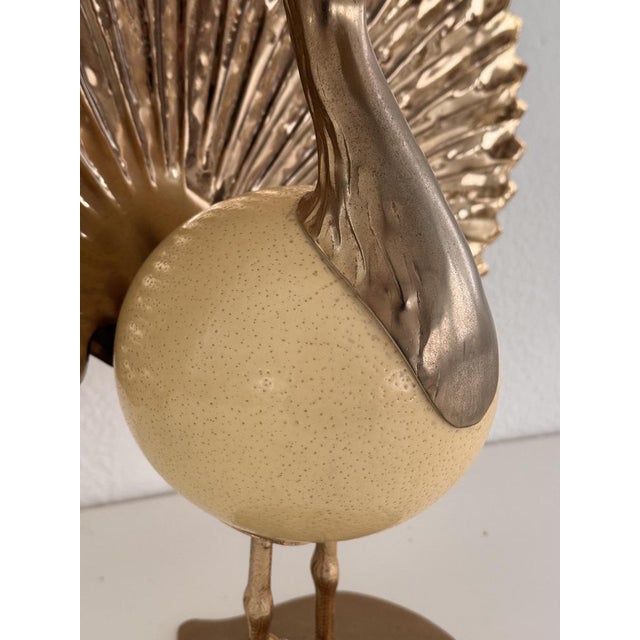 Vintage Italian Brass and Ostrich Egg Bird Sculpture by Antonio Pavia, 1970s For Sale - Image 9 of 12