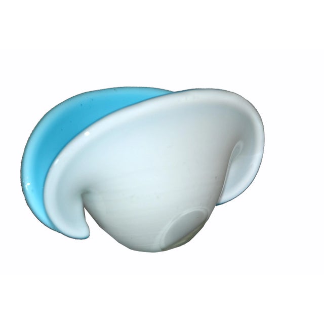 Robin's Egg Blue Italian Murano Glass Two Color Triangular Shaped Catchall Bowl For Sale - Image 8 of 9