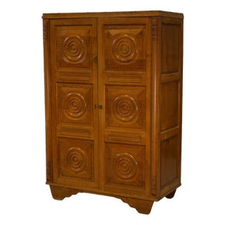 Brutalist Oak Wardrobe, 1940s For Sale