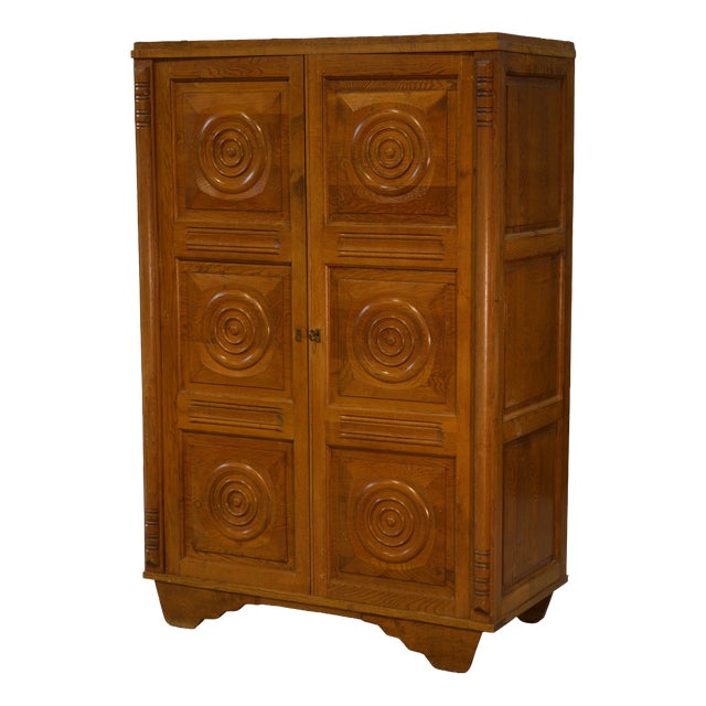 Brutalist Oak Wardrobe, 1940s For Sale