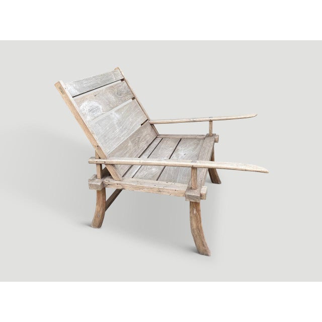 Contemporary Impressive Antique Teak Wood Chair or Chaise For Sale - Image 3 of 6