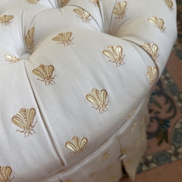 Early 21st Century Napoleonic Golden Bee Tufted Ottoman For Sale - Image 4 of 12