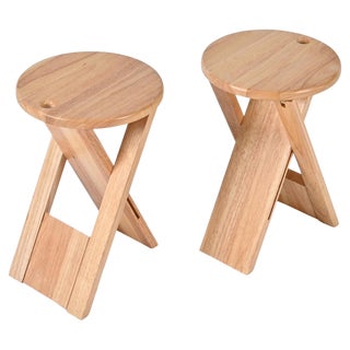 Set of Mid-Century French TS Folding Stools by Roger Tallon for Sentou, 1970s For Sale