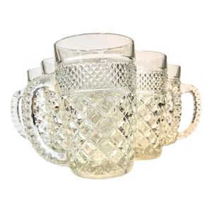 Faceted Glass Mugs- Set of Six