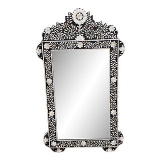 Moroccan Style Mother-of-Pearl Inlaid Floral Wall Mirror For Sale