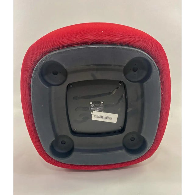 Modern Studio Tk Custom Red Knit Fabric Slipper Chair or Pouf With Back, a Pair For Sale - Image 12 of 13