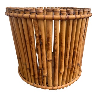 Mid 20th Century Vintage Tortoise Pencil Bamboo Rattan Planter For Sale