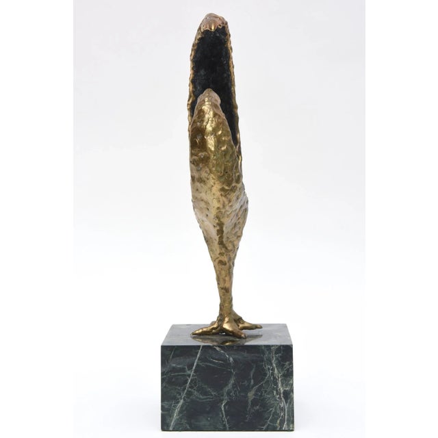 Bronze Vintage Molten Bronze and Green Variegated Marble Abstract Sculpture Signed by Gerber 1973 For Sale - Image 8 of 9