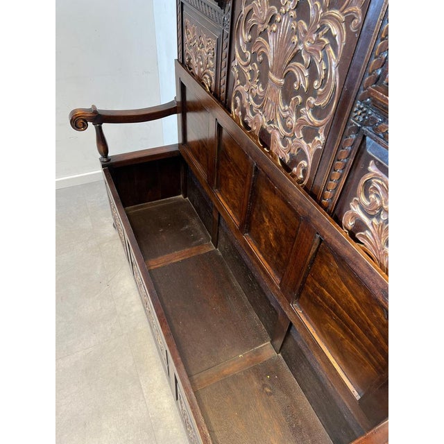 Victorian Carved Hall Bench with Storage Chest, 1800s For Sale - Image 6 of 9