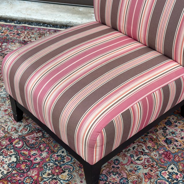 Vintage Striped Slipper Chair made in North Carolina USA by Mitchell Gold.