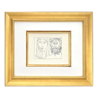 1970s Picasso 20 Head of a Bearbed Man and a Veiled Woman Framed For Sale