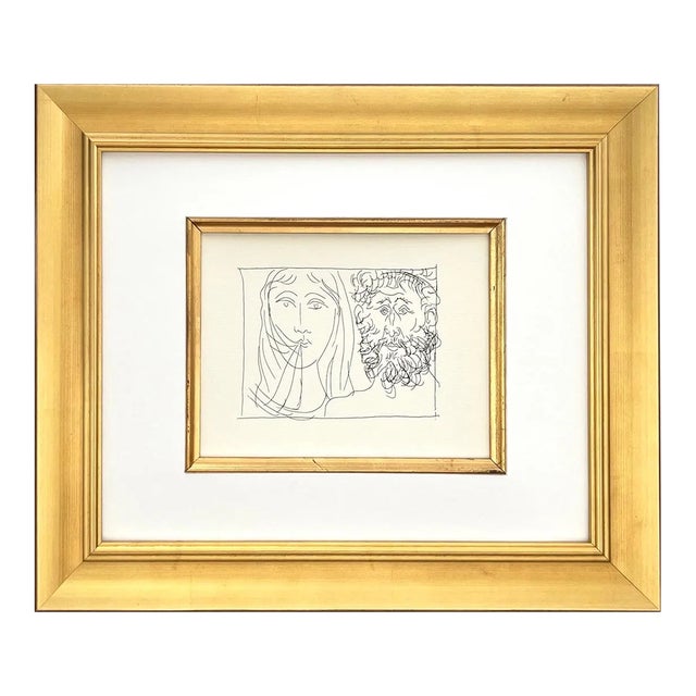 1970s Picasso 20 Head of a Bearbed Man and a Veiled Woman Framed For Sale
