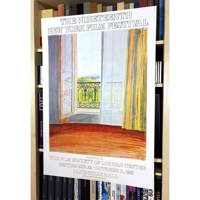 Sky Blue David Hockney Window Grand Hotel Vittel Original 1981 New York Film Festival Poster For Sale - Image 8 of 10
