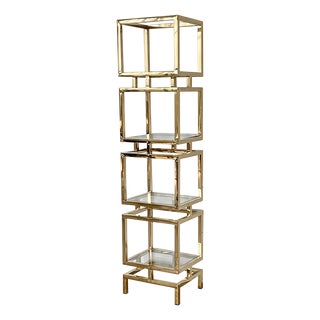 Brass and Glass Bookcase, 1980s For Sale