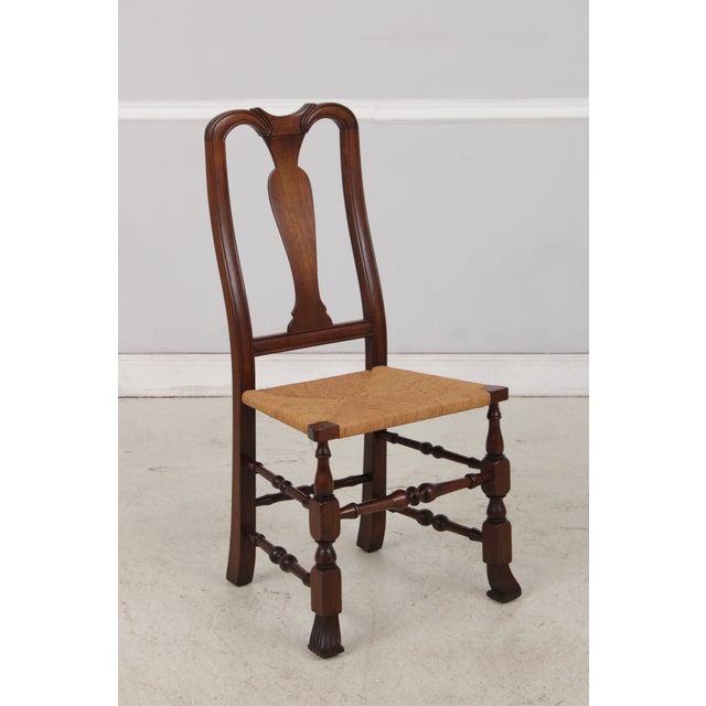 Brown Set of 8 Country Queen Anne Rush Seat Dining Chairs For Sale - Image 8 of 18
