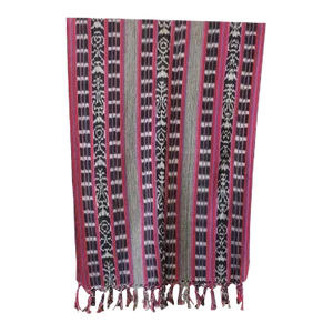 Red and Black Woven Ikat Textile Panel from Central America