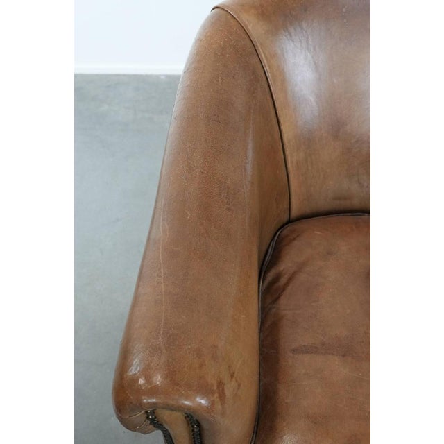 Animal Skin Club Armchair in Light Cognac Sheepskin For Sale - Image 7 of 14