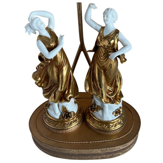 Italian Neoclassical Capodimonte-Style Figural Porcelain Table Lamp "Dancing Muses" For Sale - Image 12 of 18