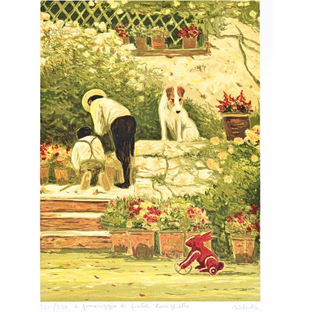 Antonio Saliola, Il Pomeriggio di Fratel Coniglietto, Lithograph, 1990s For Sale