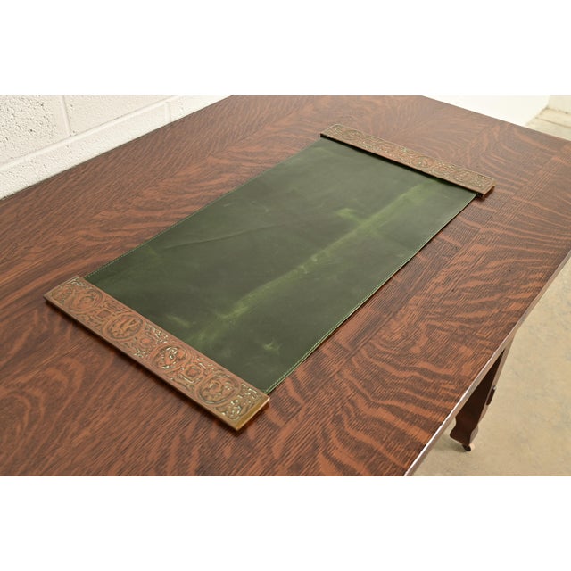 Tiffany Studios Tiffany Studios New York Zodiac Bronze Blotter Ends With Leather Desk Blotter For Sale - Image 4 of 13