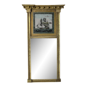 Antique Diminutive Reverse Painted Federal Wall Mirror C. 1820