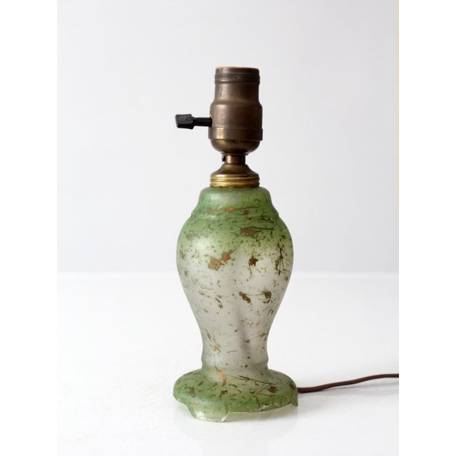 Green Vintage 1930s Green Glass Table Lamp For Sale - Image 8 of 13