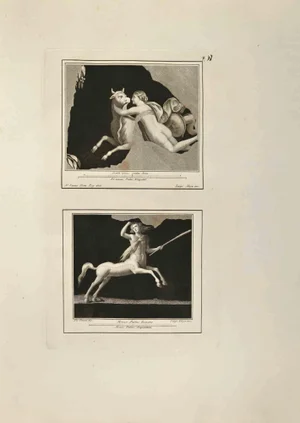 Luigi Aloja, Europa Myth and Centaur, Etching, 18th Century