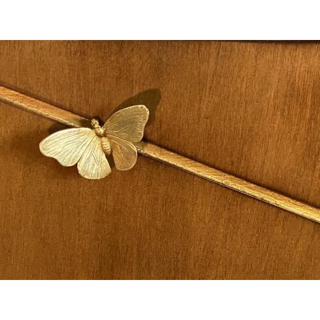 Brown Mid Century Brass Butterflies Sideboard For Sale - Image 8 of 13