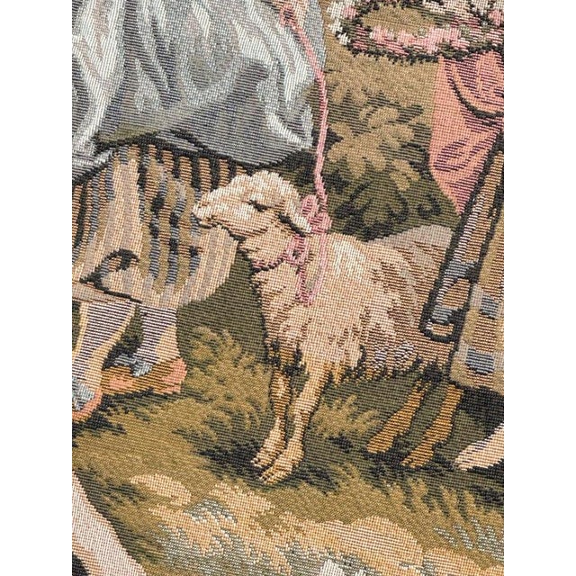Vintage French Jacquard Tapestry with Gallant Meeting by Jules Pansu, 1970s For Sale - Image 17 of 18