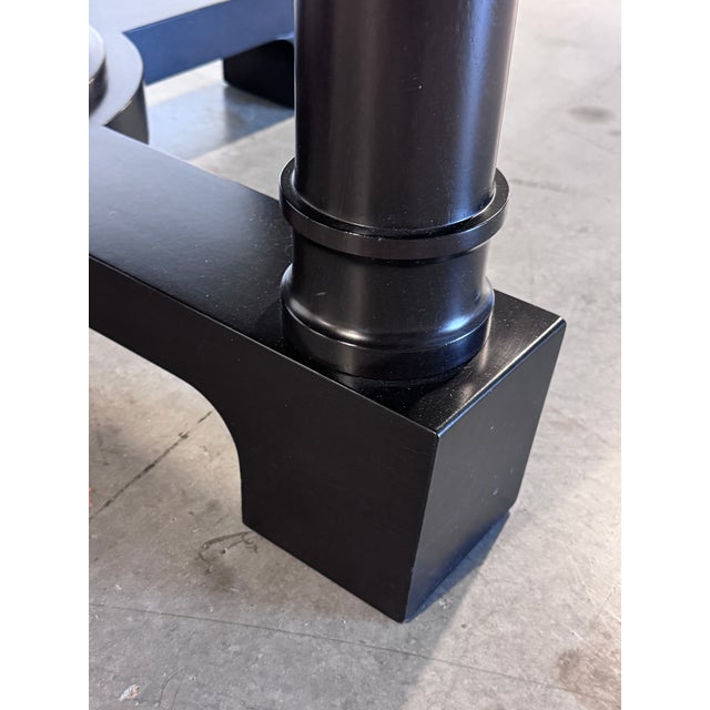 Late 20th Century Christian Liaigre at Holly Hunt 60" Round Dining Table, Ebonized Black Oak, Column Pedestal Base For Sale - Image 10 of 14