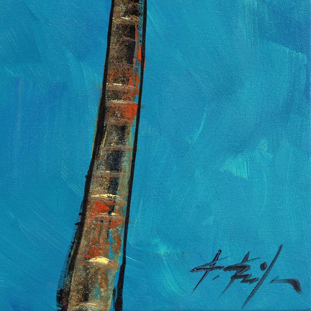 Textile Electric Dream - Original Blue Palm Tree California Pop Art Acrylic Painting on Canvas by Kathleen Keifer For Sale - Image 7 of 9