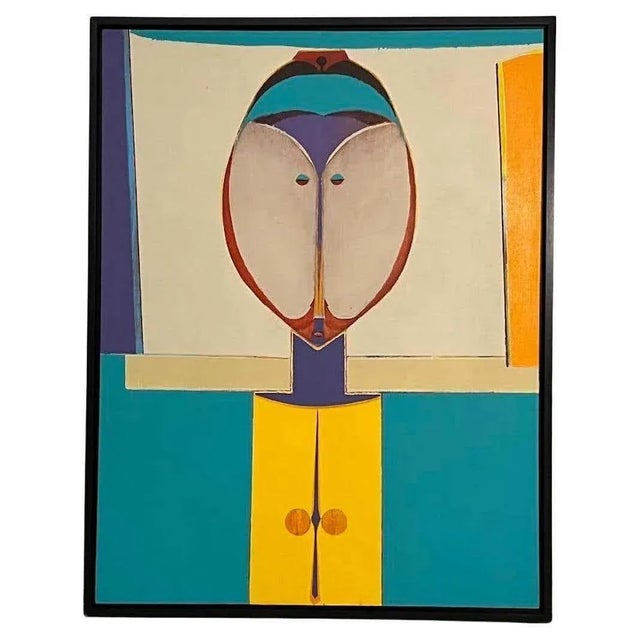 Plastic Colourful Acrylic Modern Primitive Portrait by Edward Lewis For Sale - Image 7 of 7