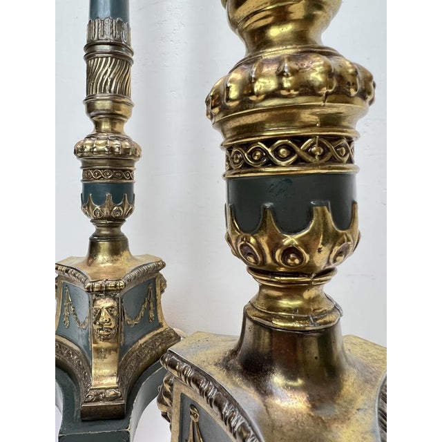 Mid-Century Empire Tole Column Lamps, 1950s, Set of 2 For Sale - Image 13 of 18