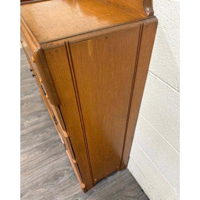 Wood Vintage Colonial Revival Oak Dry Sink Washstand Cabinet For Sale - Image 7 of 13