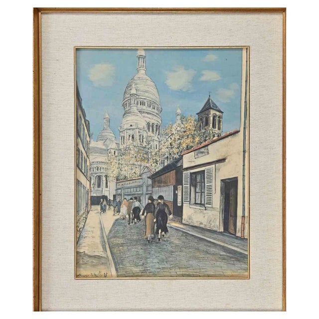 After M. Utrillo, Walk Downtown, Offset and Lithograph, Mid 20th Century, Framed For Sale