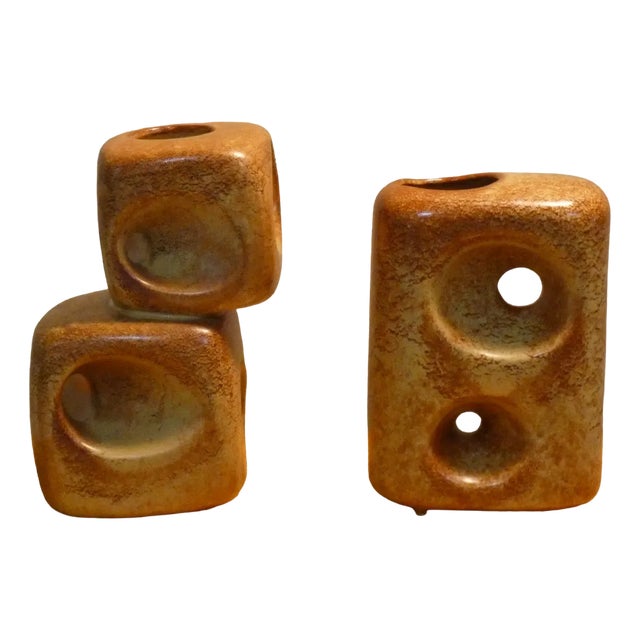 Vases with Geometric Shapes by Roberto Rigon for Bertoncello Ceramiche Darte, Italy, 1970s, Set of 2 For Sale