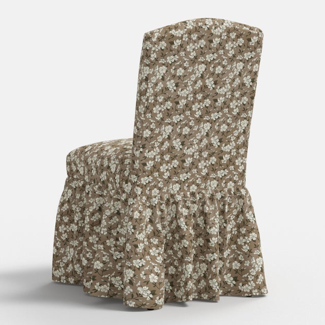 Textile Stoffer Home x Cloth & Company Thelma Ruffle Camel Back Dining Chair in Dogwood Floral Mauve For Sale - Image 7 of 7