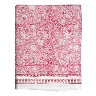 Cabana Block Print Tablecloth, Petals & Plums For Sale