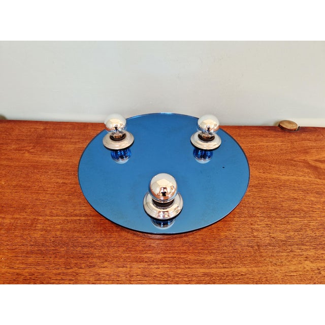 Space Age Wall or Ceiling Light in Blue Mirrored Glass, 1970s For Sale - Image 9 of 14