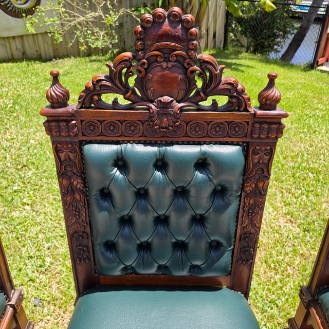 Antique Italian Renaissance Revival Hand Carved Dining Chairs Set of 4 For Sale - Image 13 of 18