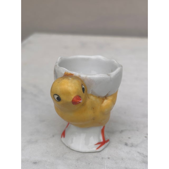 Rustic German Porcelain Majolica Chick Egg Cup, Circa 1920 For Sale - Image 3 of 7