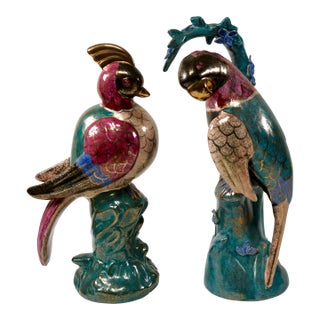 Vintage China Trader Macau Hand-Painted Porcelain Birds - A Pair For Sale