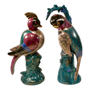 Vintage China Trader Macau Hand-Painted Porcelain Birds - A Pair